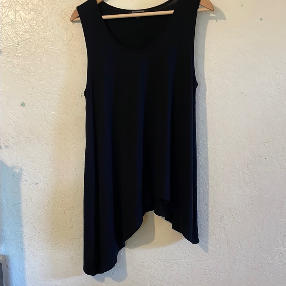 Eileen fisher Black Asymmetrical Sleeveless Top
